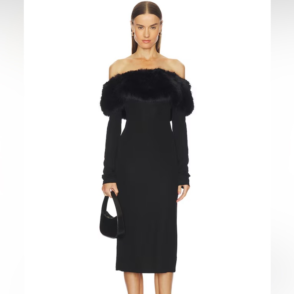L'Academie Nara Midi Dress in Black
